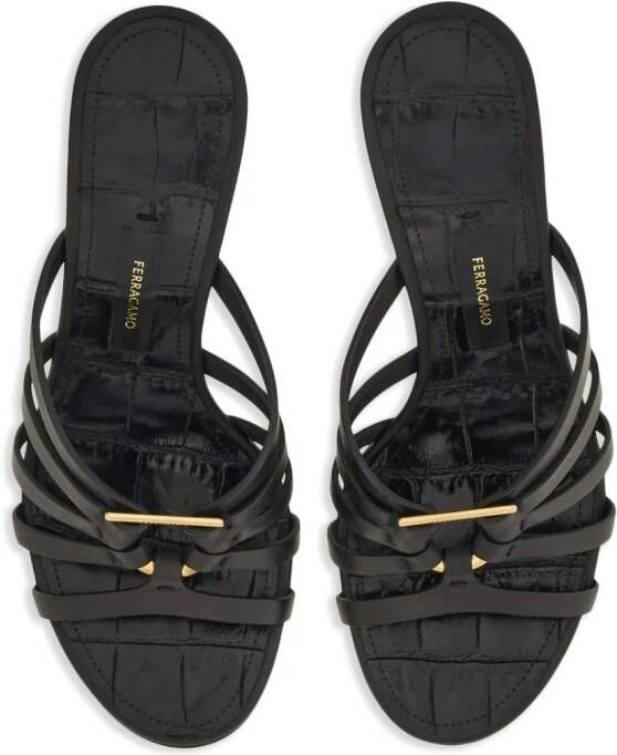 Ferragamo Gancini 70mm wedge sandals Black
