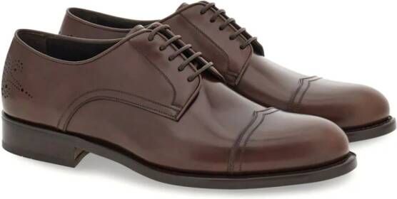 Ferragamo perforated-detailing leather derby shoes Brown