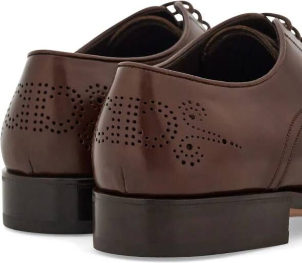 Ferragamo perforated-detailing leather derby shoes Brown