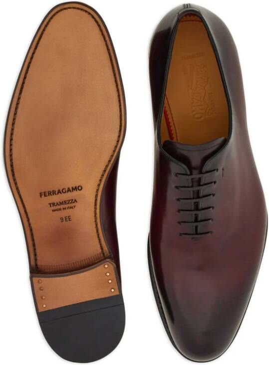 Ferragamo Tramezza lace-up leather oxford shoes Red