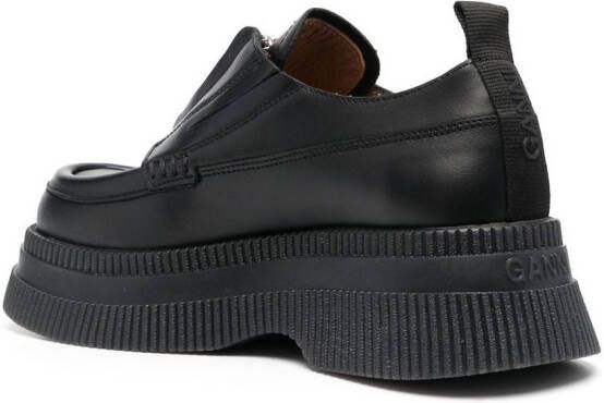 GANNI front-zip platform loafers Black