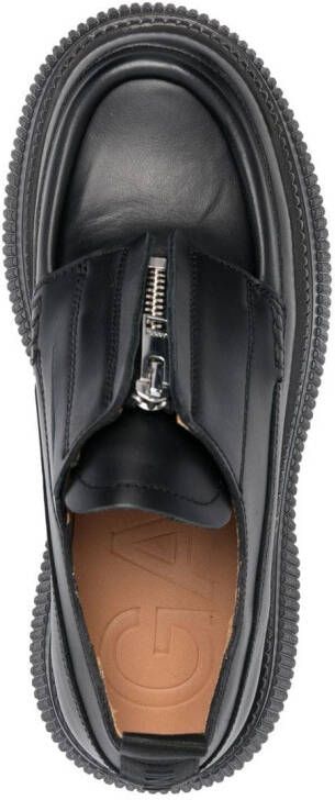 GANNI front-zip platform loafers Black