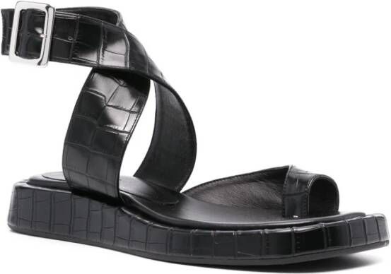 GIABORGHINI Roxanne crocodile-embossed sandals Black