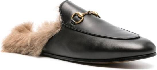 Gucci Princetown shearling leather mules Black