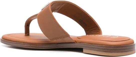 GUESS USA logo-engraved leather sandals Brown