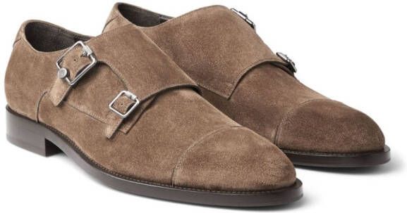 Jimmy Choo Finnion suede monk shoes Brown