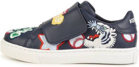 Kenzo Kids embroidered low-top sneakers Blue