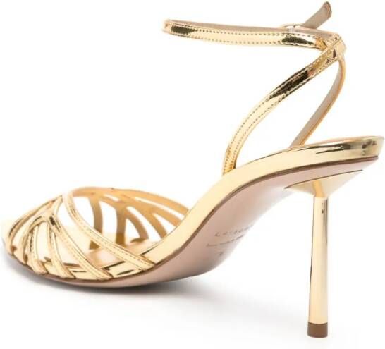 Le Silla 90mm metallic patent leather sandals Gold