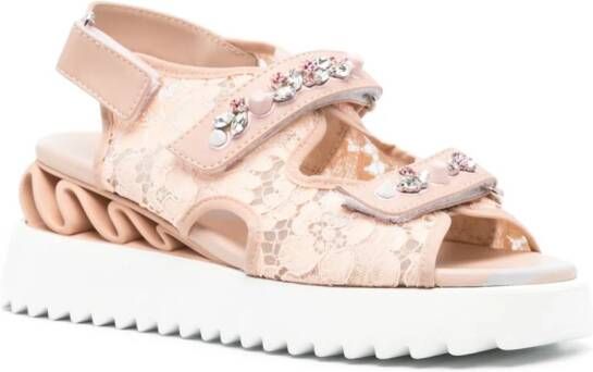 Le Silla gem-embellished laced sandals Pink