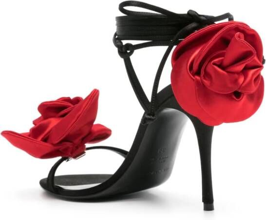 Magda Butrym 105mm floral-appliqué satin sandals Black