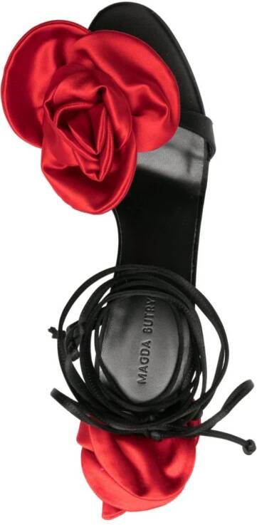 Magda Butrym 105mm floral-appliqué satin sandals Black