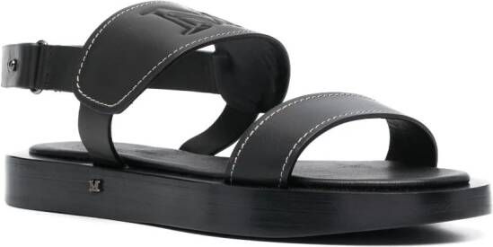Max Mara debossed-logo leather sandals Black