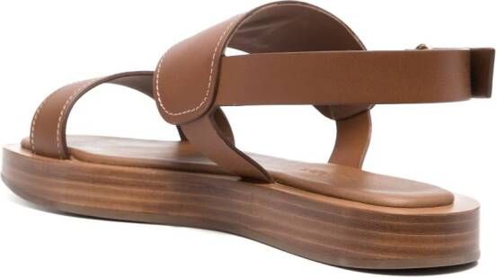 Max Mara embossed-logo leather sandals Brown