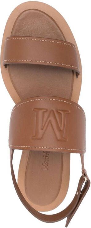 Max Mara embossed-logo leather sandals Brown
