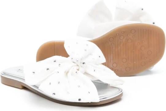 Monnalisa bow-detail leather flip-flops White