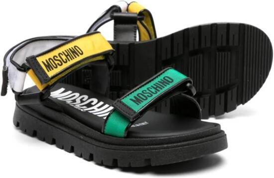 Moschino Kids logo-print touch-strap sandals Black