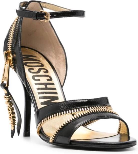 Moschino zip-detail 100mm leather sandals Black