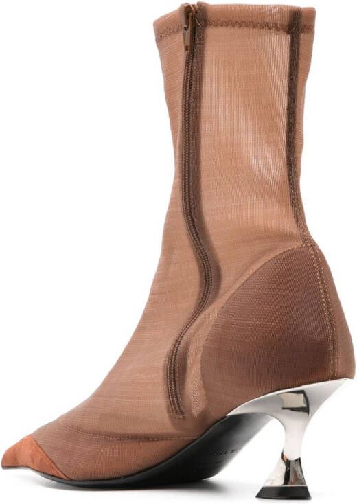 Mugler 55mm mesh ankle boots Brown