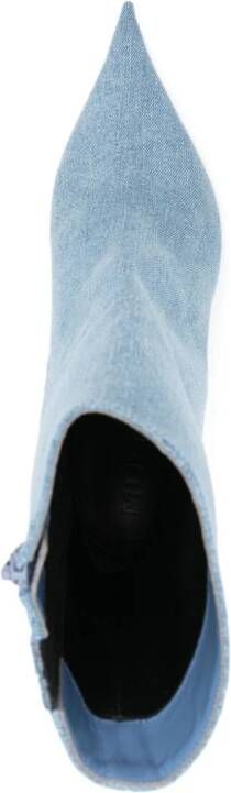 Mugler 95mm denim ankle boots Blue