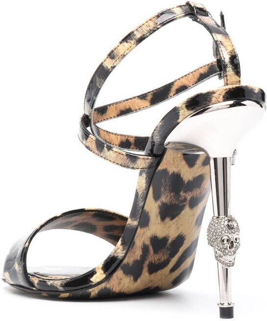 Philipp Plein leopard-print strappy sandals Brown