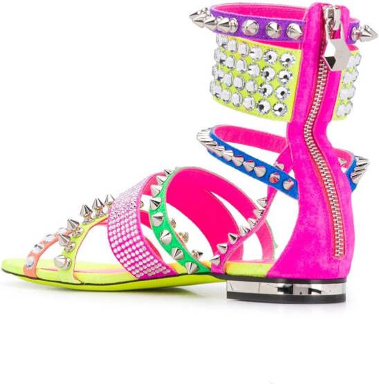 Philipp Plein studded colour-block sandals Pink