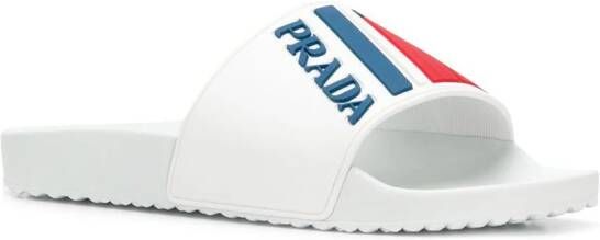 Prada logo pool slides White