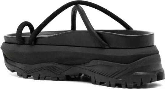 sacai crossover-strap suede platform sandals Black