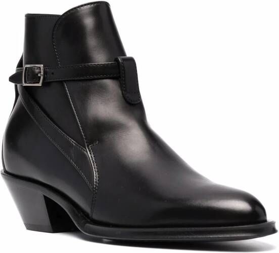 Saint Laurent buckle-detail leather ankle boots Black
