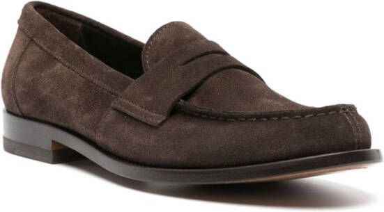 Scarosso Harper suede penny loafers Brown