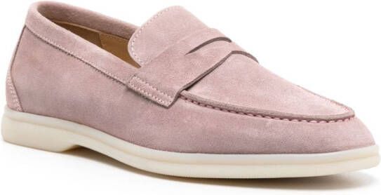 Scarosso Luciana penny-slot suede loafers Pink