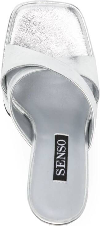 Senso Titan 130mm metallic-leather mules Silver