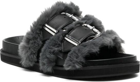 Senso Zali double-buckle leather sandals Black