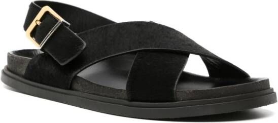The Row crossover-strap leather sandals Black