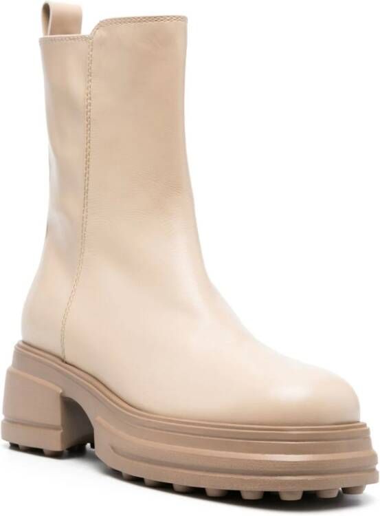 Tod's zip-up leather boots Neutrals