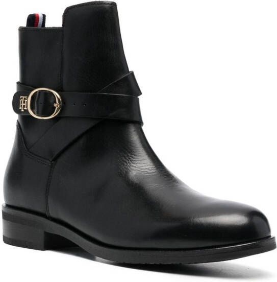Tommy Hilfiger buckle-detail leather ankle boots Black
