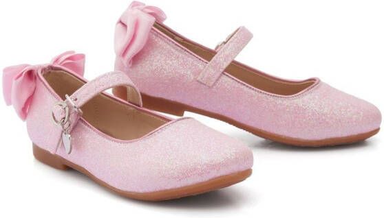 Tulleen bow-detail ballerina shoes Pink