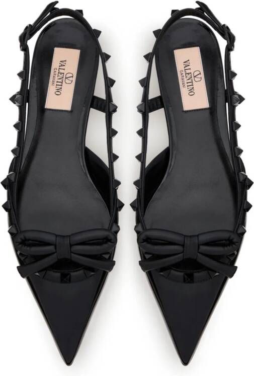 Valentino Garavani Rockstud Bow slingback ballerina shoes Black