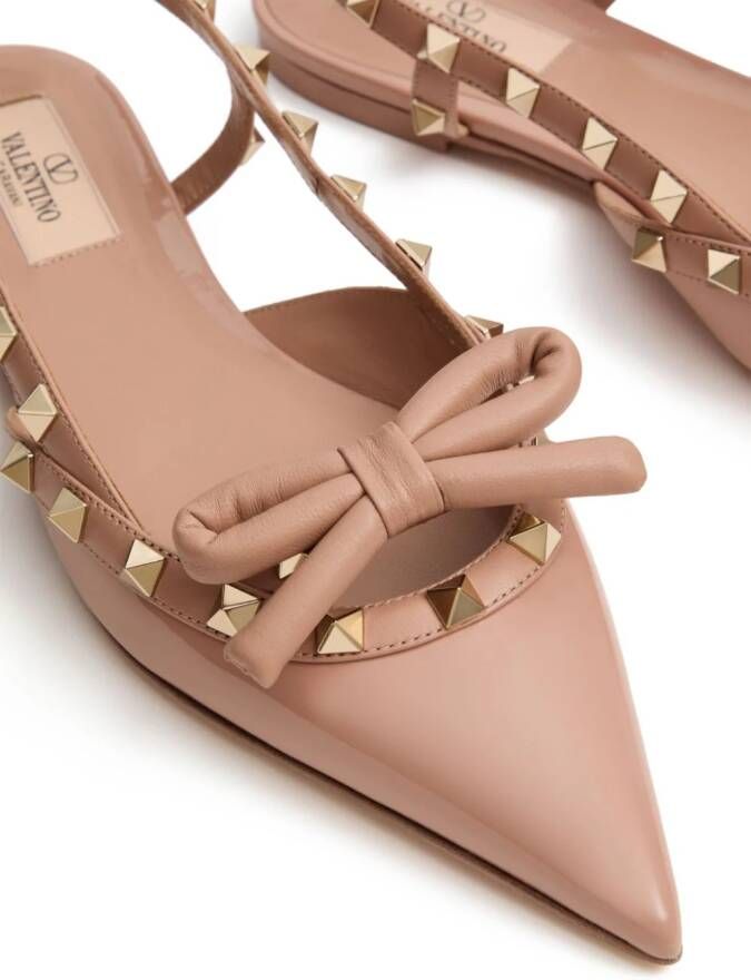 Valentino Garavani Rockstud Bow slingback ballerina shoes Pink