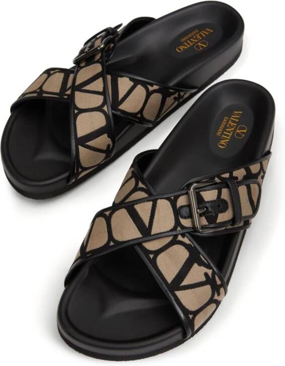 Valentino Garavani Toile Iconographe crossover sandals Black