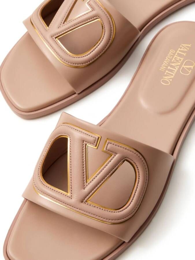 Valentino Garavani VLogo cut-out leather slides Pink