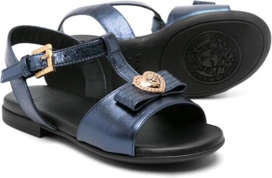 Versace Kids Medusa-plaque laminated sandals Blue