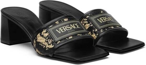 Versace logo-appliqué leather mules Black