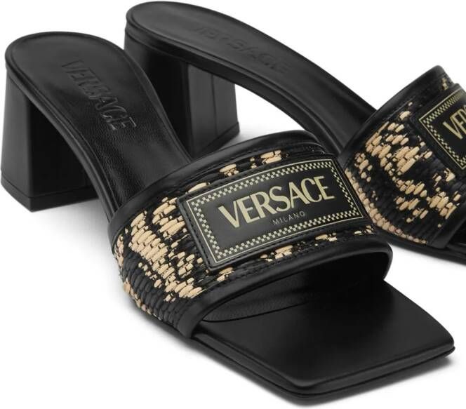 Versace logo-appliqué leather mules Black