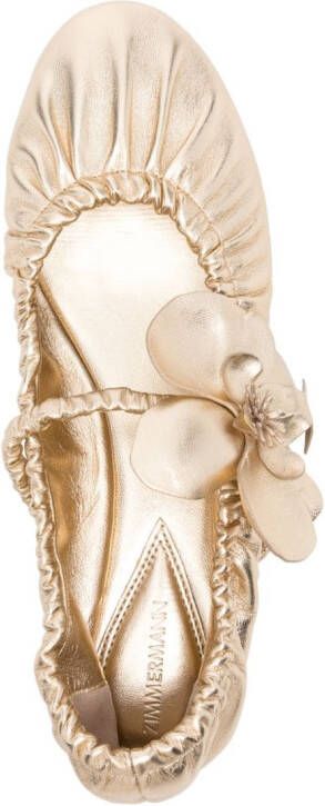 ZIMMERMANN Orchid leather ballerina shoes Gold