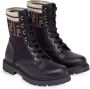 Fendi Kids FF motif lace-up leather boots Black - Thumbnail 1