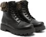 Fendi Kids FF-print leather boots Black - Thumbnail 1