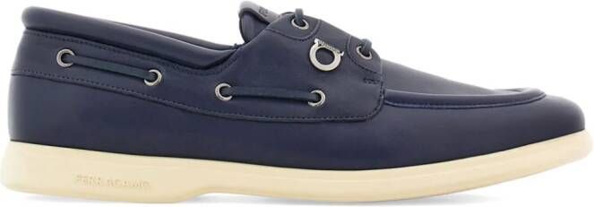 Ferragamo Gancini leather boat shoes Blue