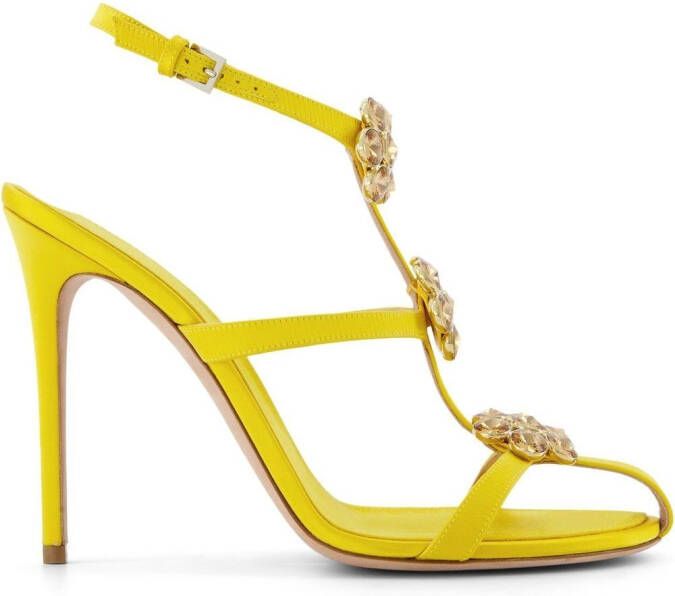 Giambattista Valli 110mm floral-appliqué sandals Yellow