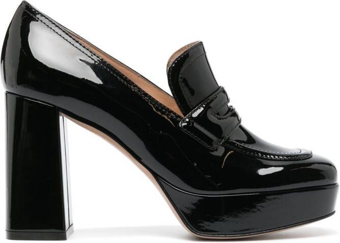 Gianvito Rossi 100mm patent-leather platform loafers Black