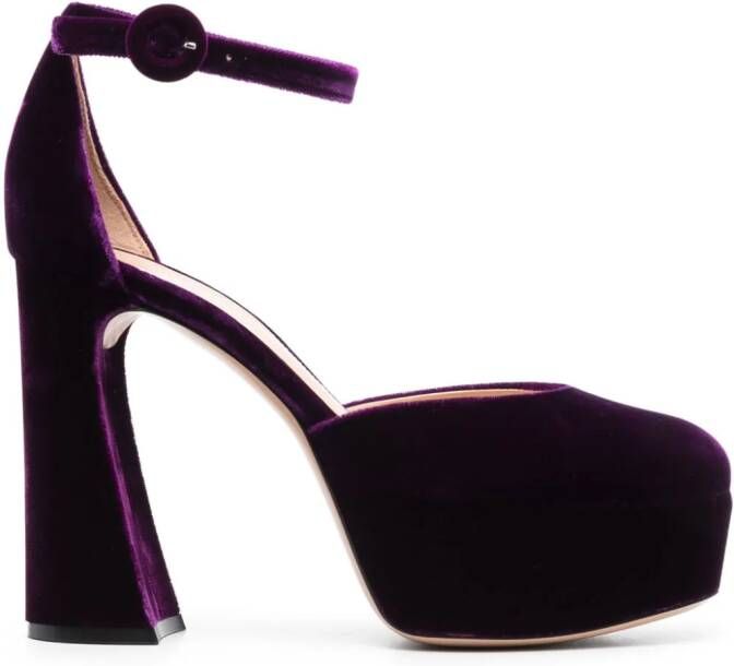 Gianvito Rossi 120mm velvet platform sandals Purple